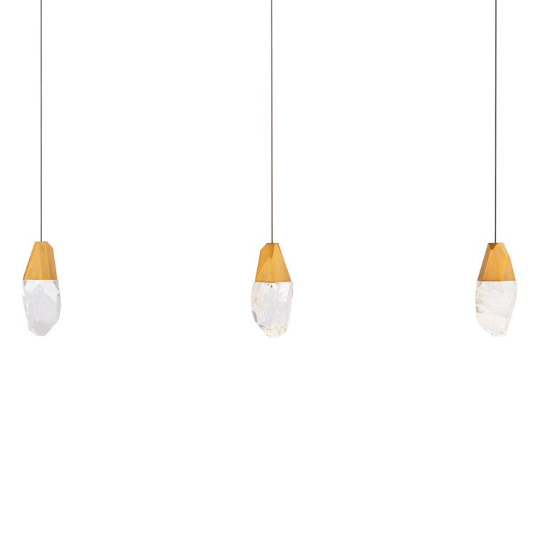 Aged Brass and Crystal LED Multi-Light Pendant