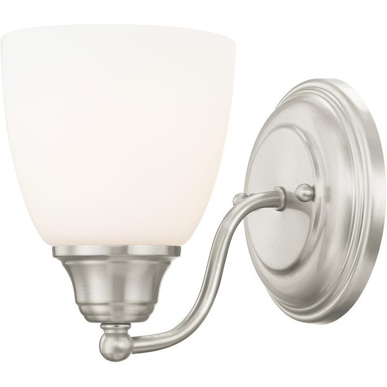 Curvaceous Nickel 7'' Dimmable Wall Sconce with Satin Opal Shade