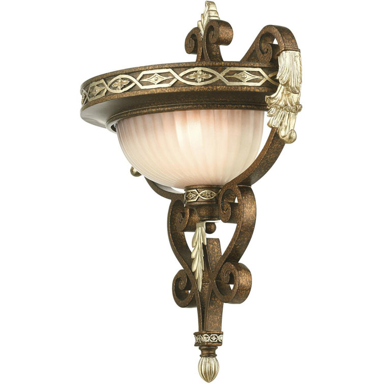Palacial Bronze Gilded 1-Light Wall Sconce with Gold Dusted Art Glass