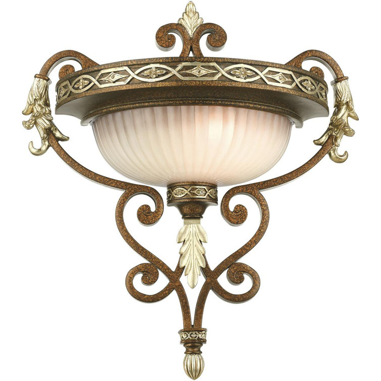 Palacial Bronze Gilded 1-Light Wall Sconce with Gold Dusted Art Glass