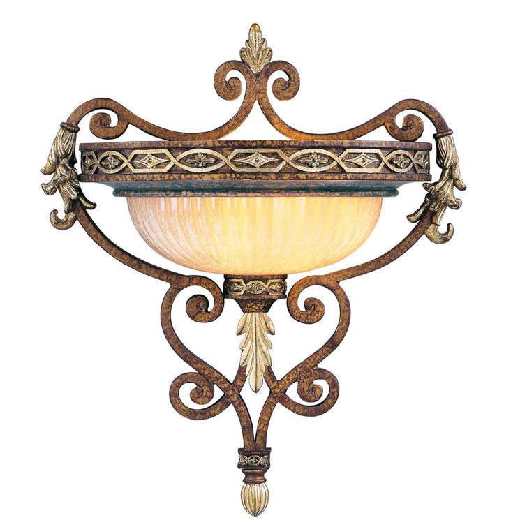 Palacial Bronze Gilded 1-Light Wall Sconce with Gold Dusted Art Glass