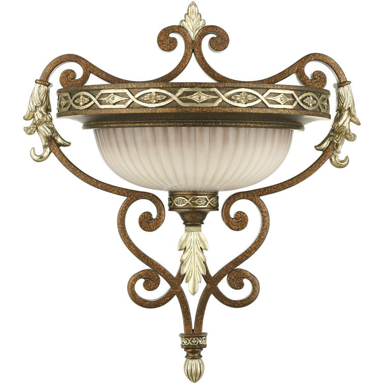 Palacial Bronze Gilded 1-Light Wall Sconce with Gold Dusted Art Glass