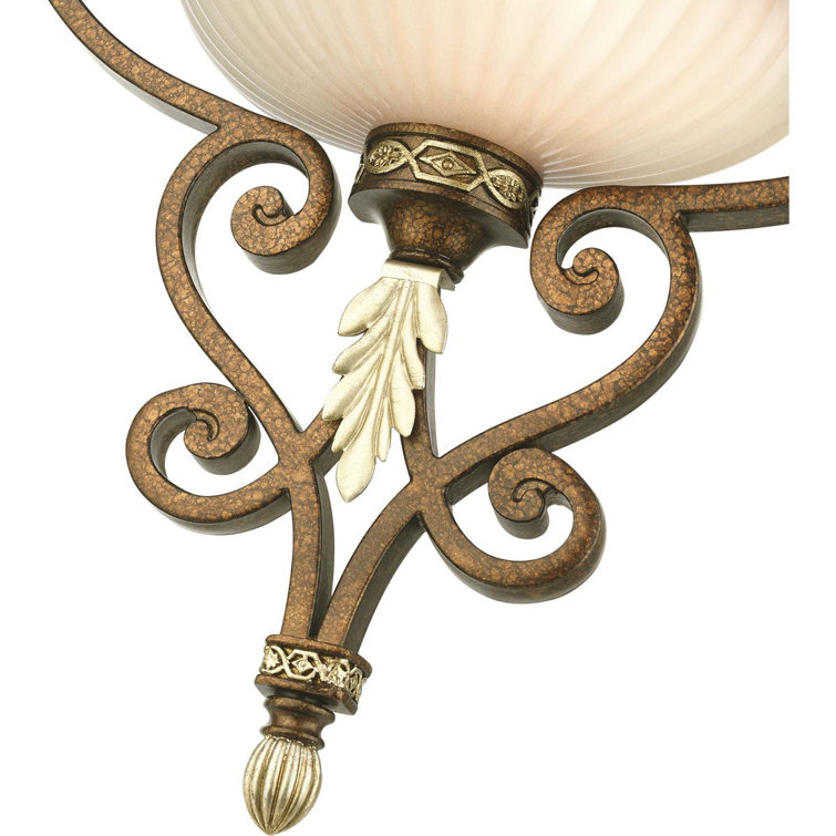 Palacial Bronze Gilded 1-Light Wall Sconce with Gold Dusted Art Glass