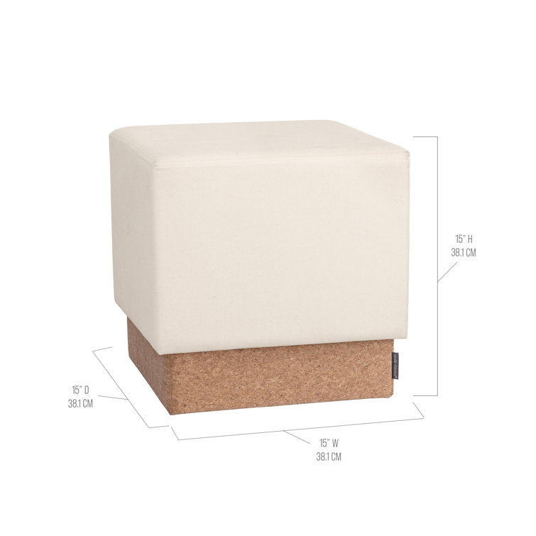 Cream and Cork 15" Cube Storage Ottoman with Cushioned Seat