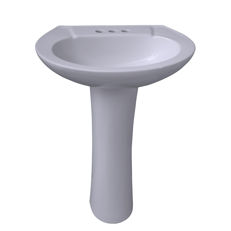 White Vitreous China Pedestal Sink with Overflow