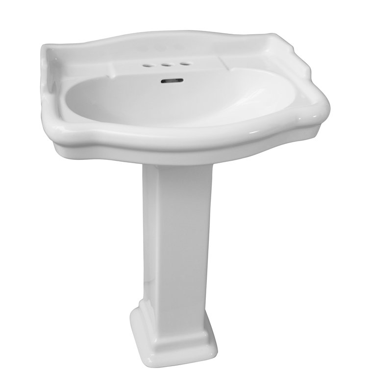 Stanford 24'' White Ceramic Pedestal Sink with Overflow