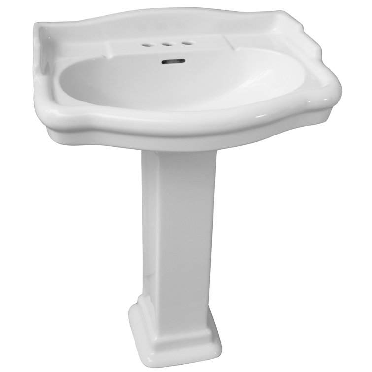 Stanford 24'' White Ceramic Pedestal Sink with Overflow