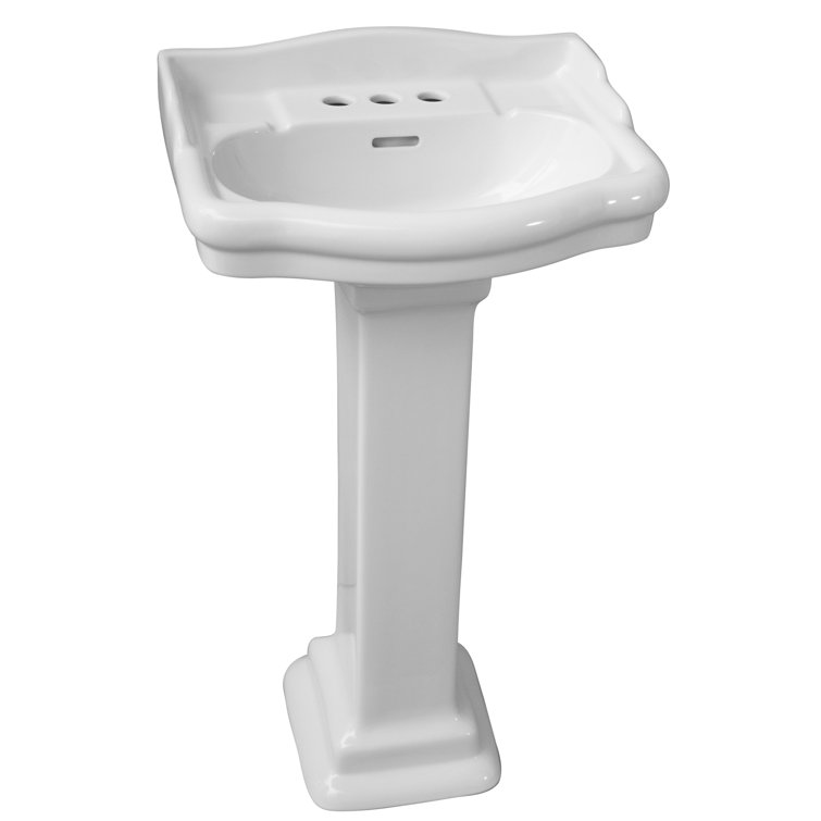 Stanford 24'' White Ceramic Pedestal Sink with Overflow