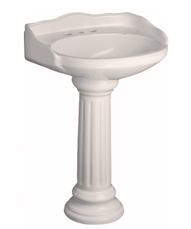 Vicki Bisque Vitreous China Pedestal Bathroom Sink with Overflow