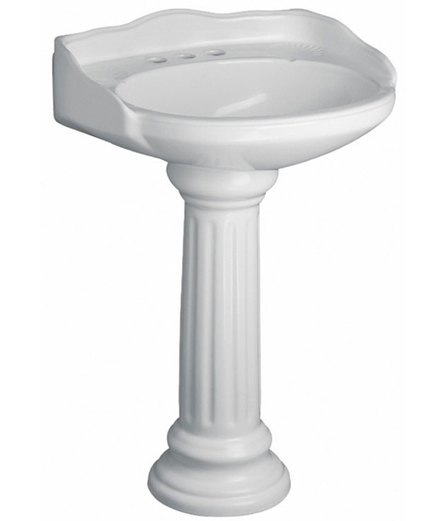 Vicki White Vitreous China Oval Pedestal Bathroom Sink