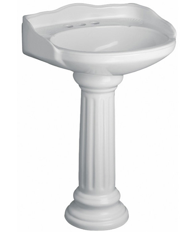 Victoria 26" White Ceramic Pedestal Bathroom Sink with Overflow