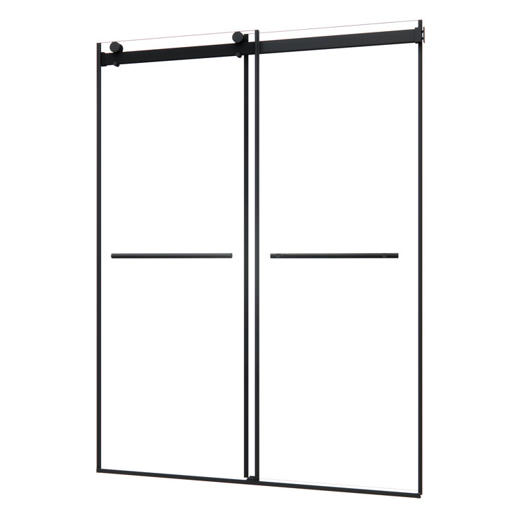 Belizzi 56" Matte Black Frameless Shower Door with Clear Glass