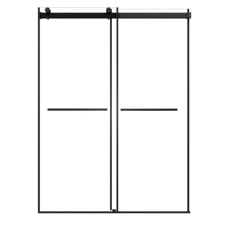 Belizzi 56" Matte Black Frameless Shower Door with Clear Glass