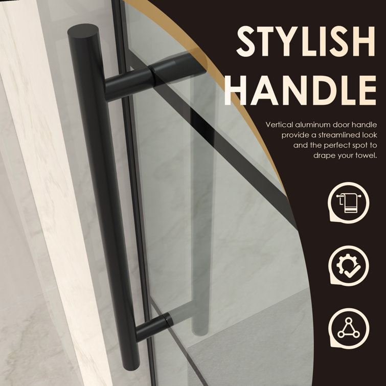 Sankiz 60" Matte Black Frameless Sliding Shower Door with Clear Glass