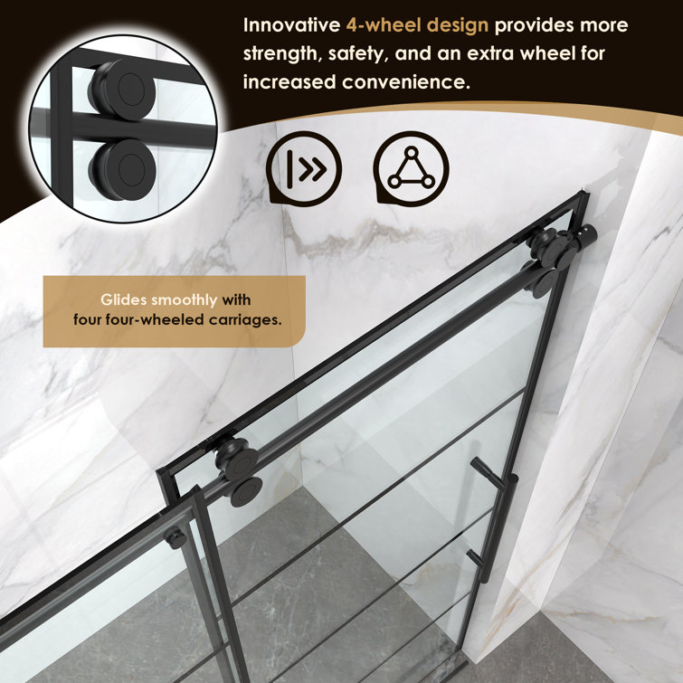 Sankiz 60" Matte Black Frameless Sliding Shower Door with Clear Glass