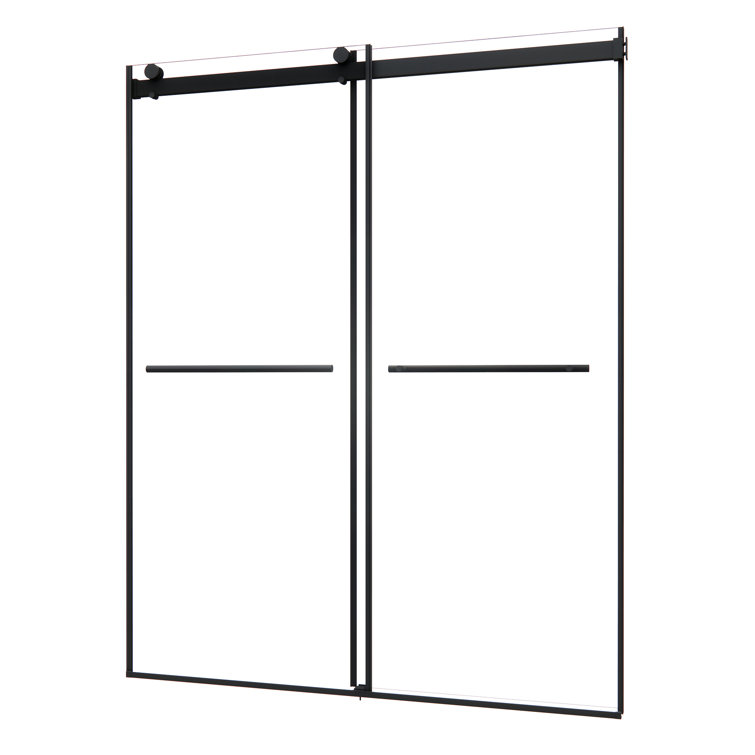 Belizzi 60" Matte Black Frameless Shower Door with Clear Glass