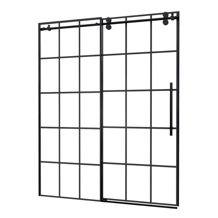 Esense 60" Matte Black Frameless Sliding Shower Door with Clear Glass