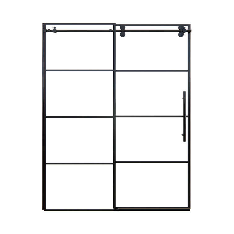 Sankiz 60" Matte Black Frameless Sliding Shower Door with Clear Glass