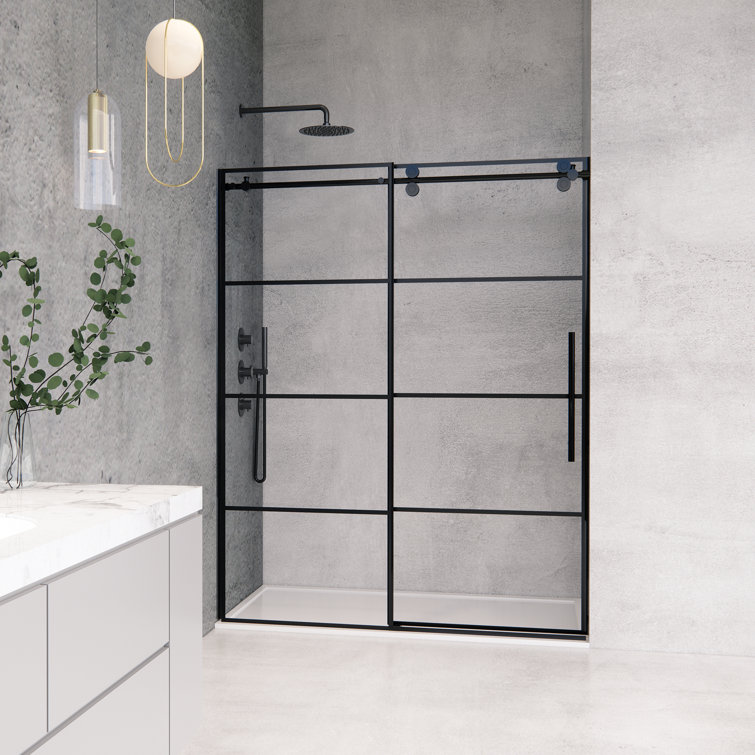 Sankiz 60" Matte Black Frameless Sliding Shower Door with Clear Glass
