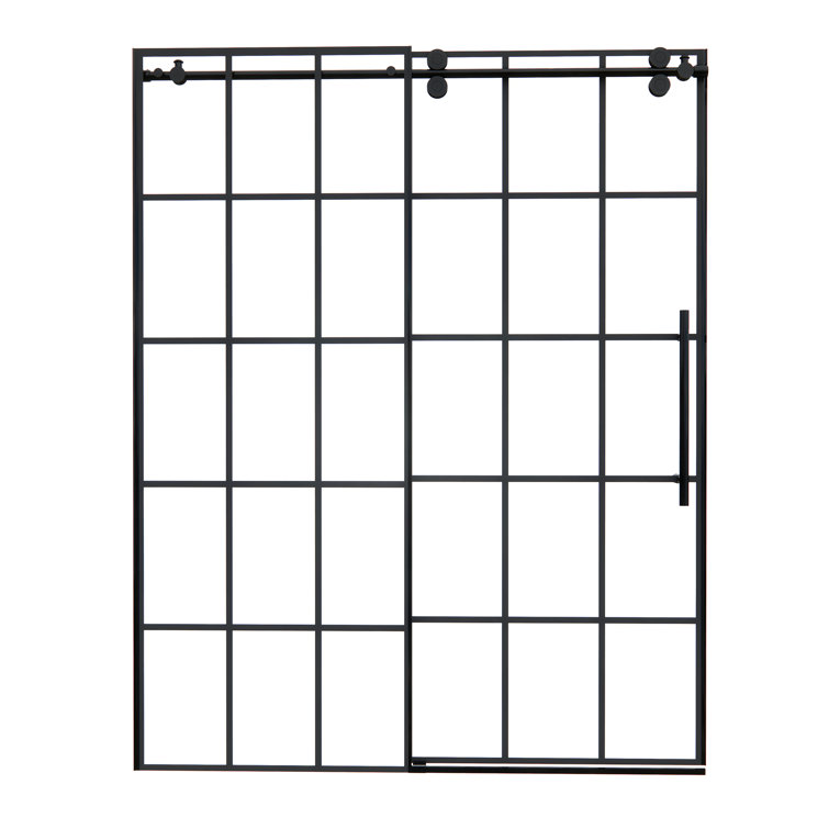 Esense 60" Matte Black Frameless Sliding Shower Door with Clear Glass