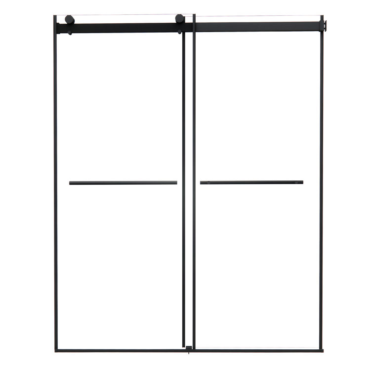 Belizzi 60" Matte Black Frameless Shower Door with Clear Glass
