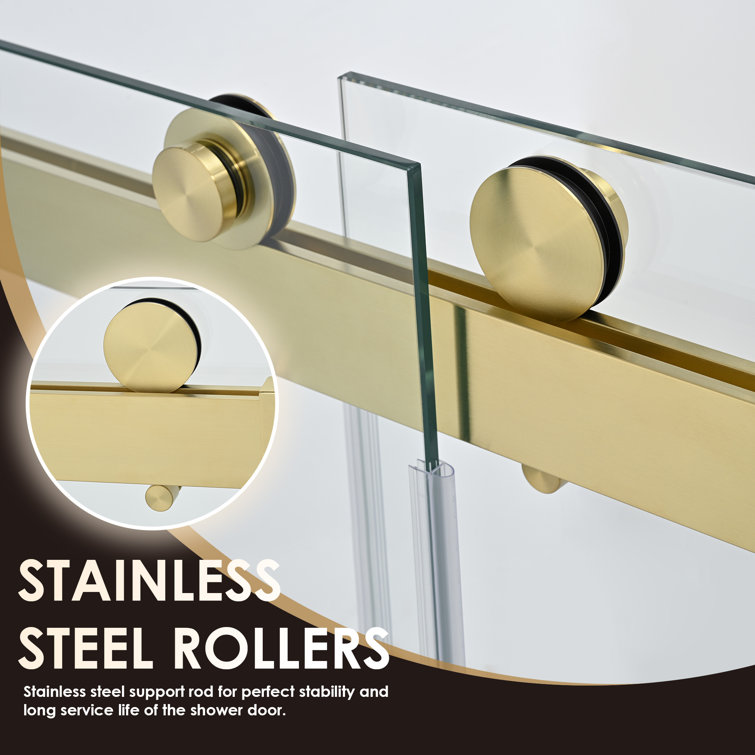 Bolani 60" Brushed Gold Frameless Glass Shower Door
