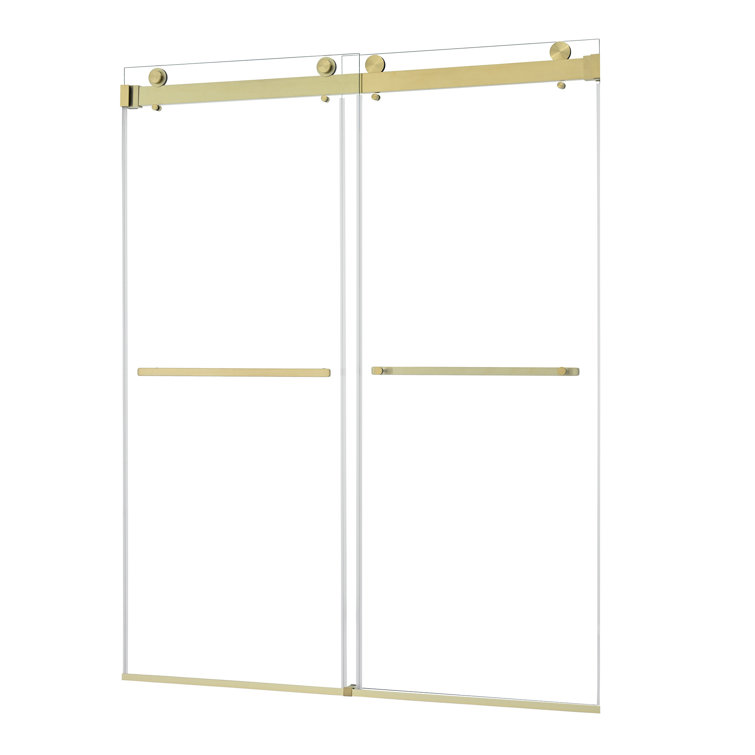 Bolani 60" Brushed Gold Frameless Glass Shower Door