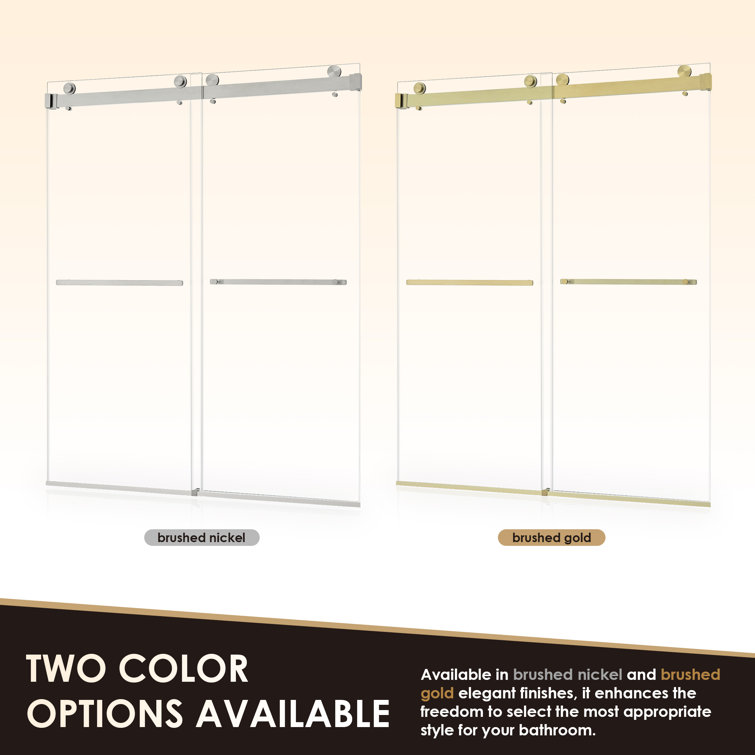 Bolani 60" Brushed Gold Frameless Glass Shower Door