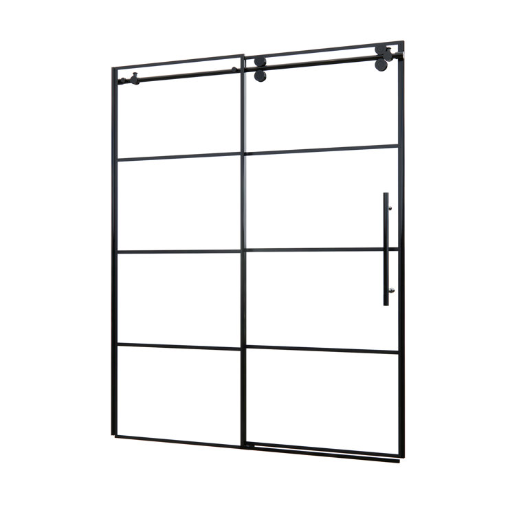 Sankiz 60" Matte Black Frameless Sliding Shower Door with Clear Glass