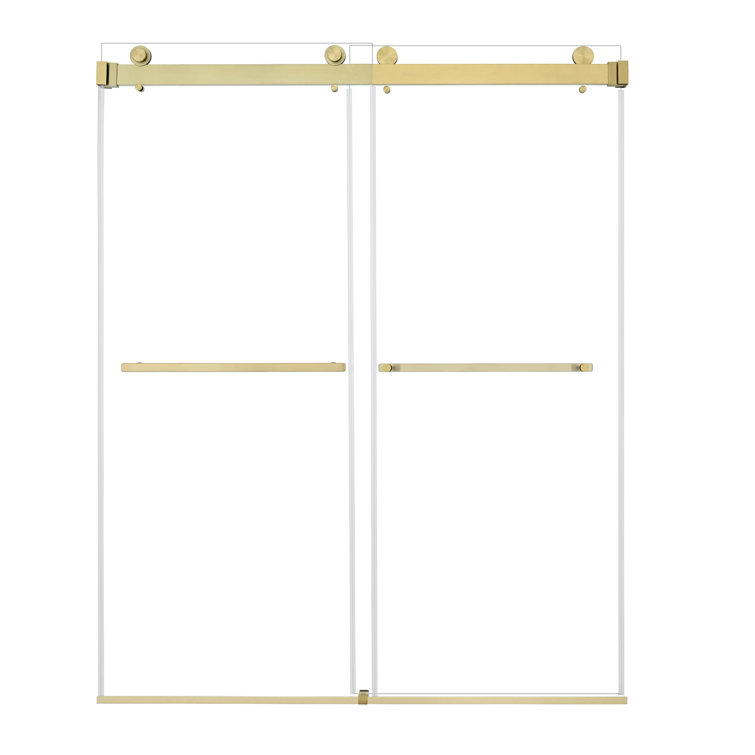 Bolani 60" Brushed Gold Frameless Glass Shower Door