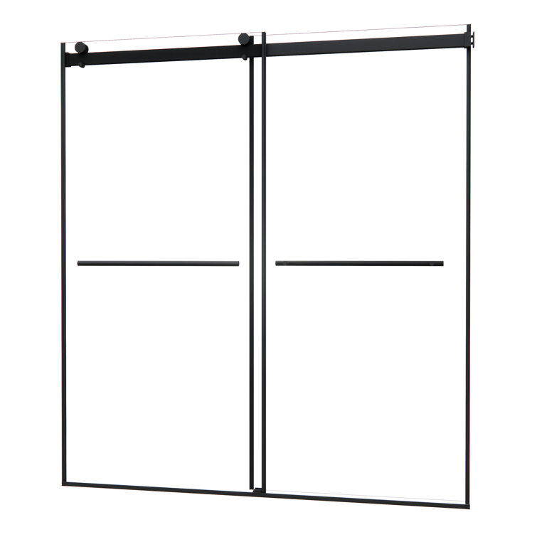 Belizzi 68" Matte Black Frameless Shower Door with Clear Glass