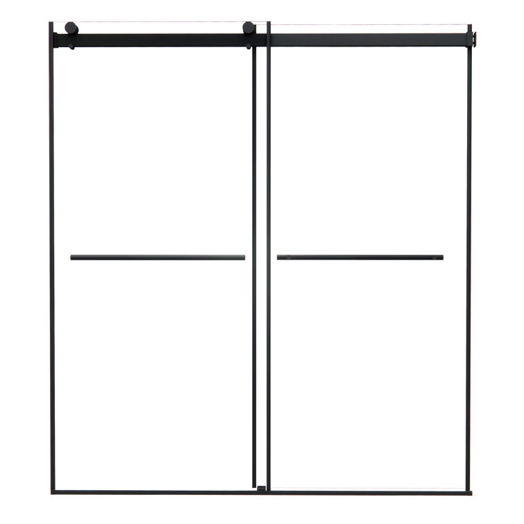 Belizzi 68" Matte Black Frameless Shower Door with Clear Glass
