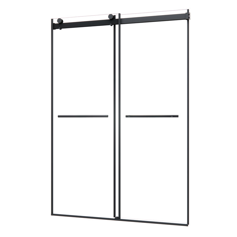 Belizzi 52" Matte Black Frameless Shower Door with Clear Glass