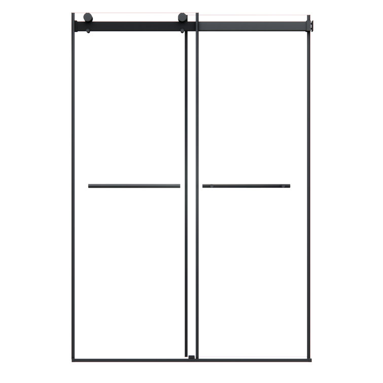 Belizzi 52" Matte Black Frameless Shower Door with Clear Glass