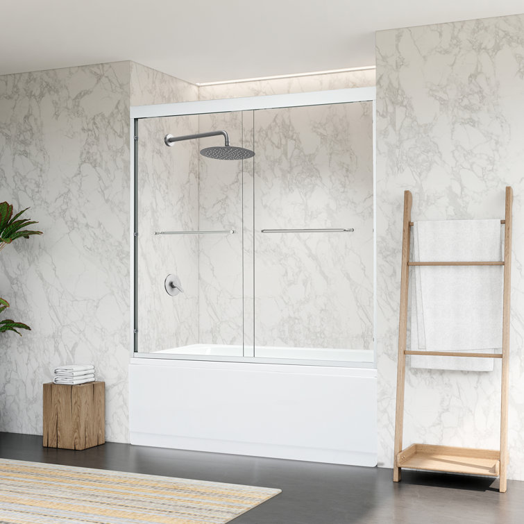 Ennis 60" Polished Chrome Framed Tub Door with Clear Glass