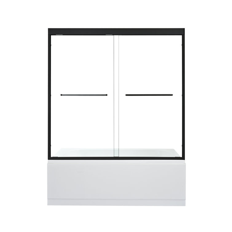 Ennis Matte Black 60" x 58" Framed Tub Door with Clear Glass