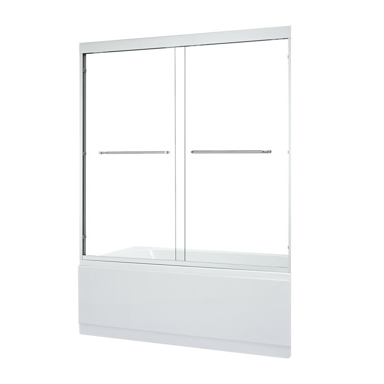 Ennis 60" Polished Chrome Framed Tub Door with Clear Glass