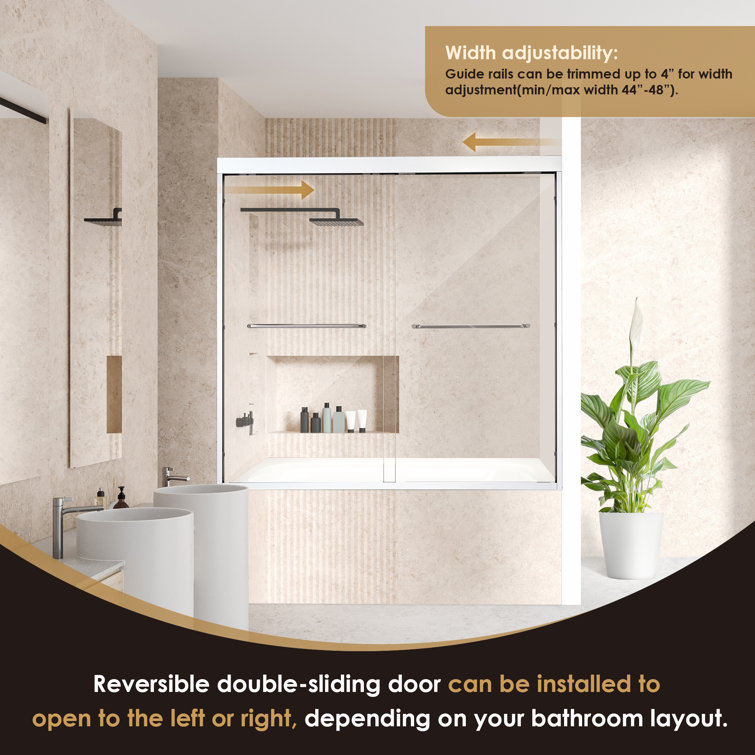 Ennis 60" Polished Chrome Framed Tub Door with Clear Glass