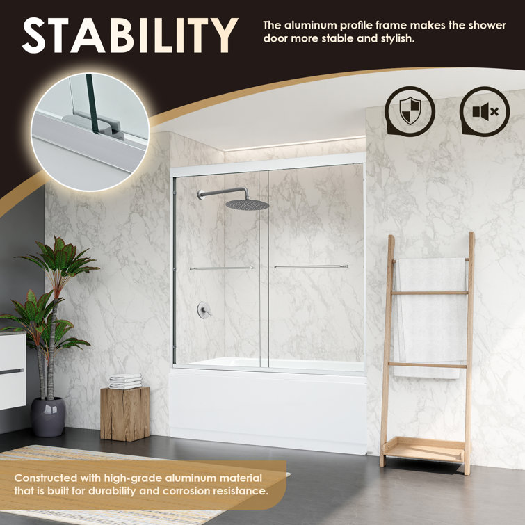 Ennis 60" Polished Chrome Framed Tub Door with Clear Glass