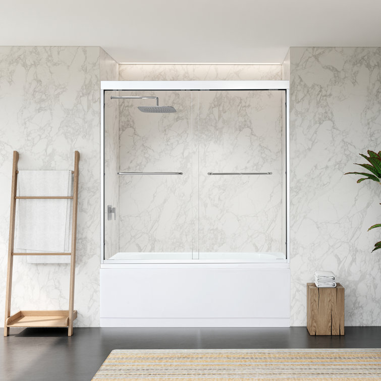 Ennis 60" Polished Chrome Framed Tub Door with Clear Glass