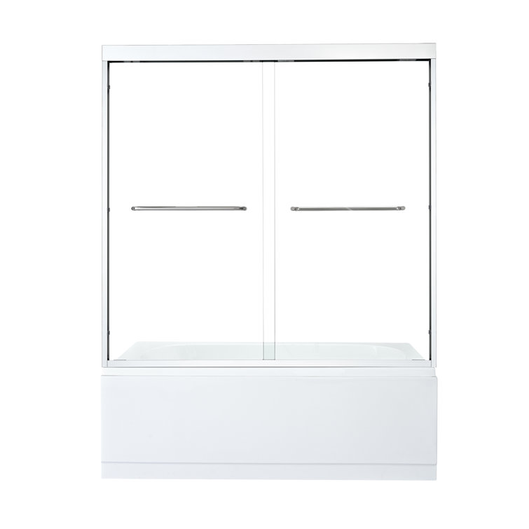 Ennis 60" Polished Chrome Framed Tub Door with Clear Glass