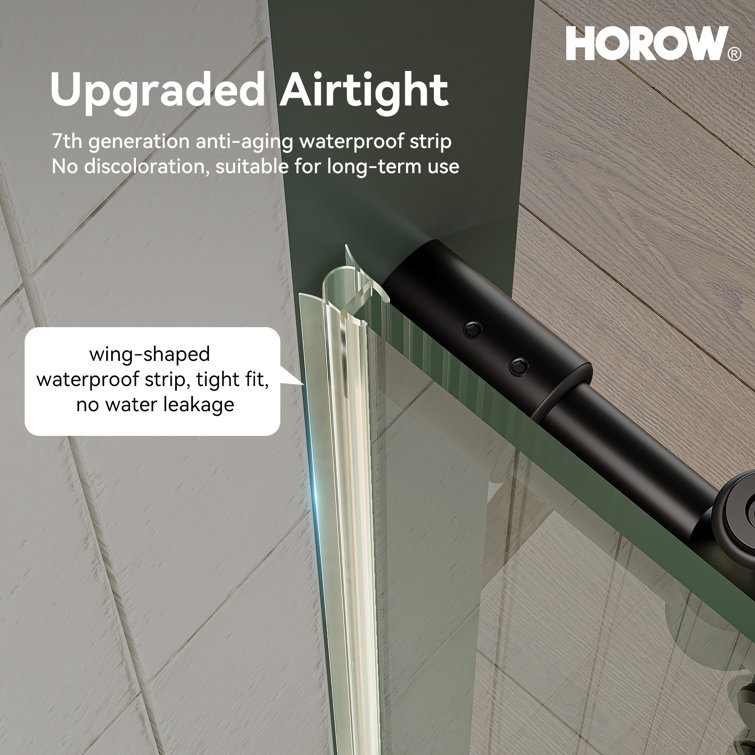 60" Matte Black Frameless Sliding Shower Door with Clear Glass