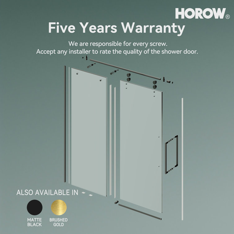 60" Matte Black Frameless Sliding Shower Door with Clear Glass