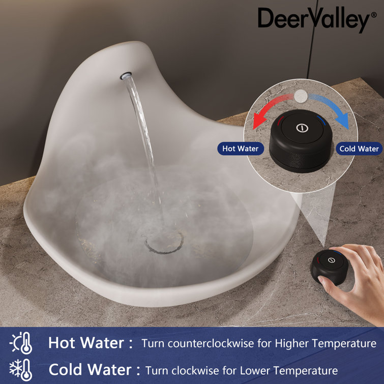 Gray White Concrete Vessel Sink with Built-In Faucet