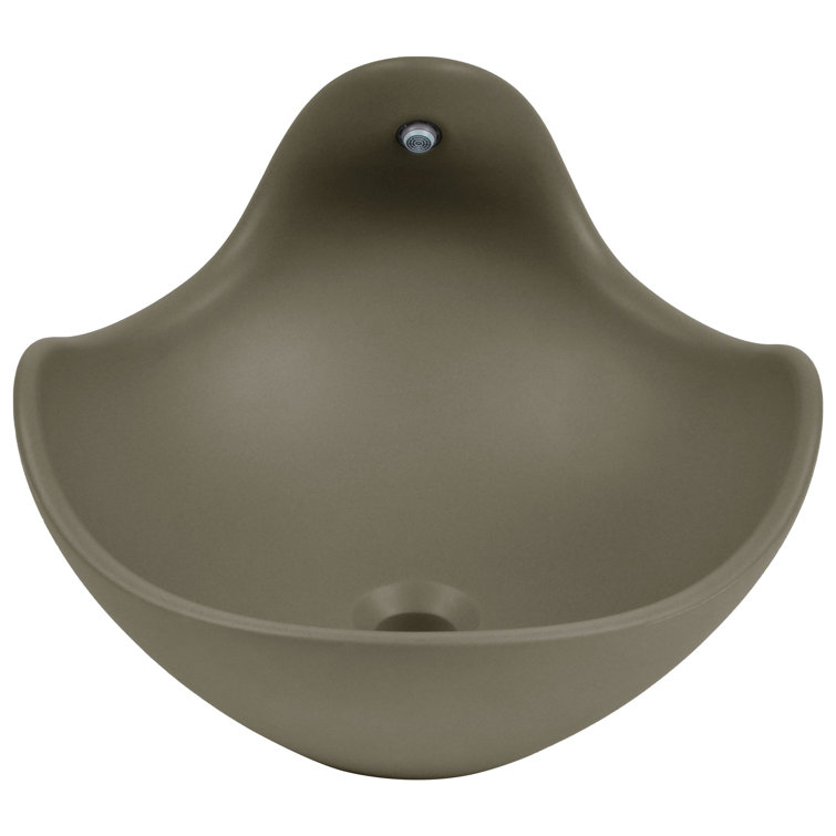 Taupe Clay Artistic Concrete Vessel Sink with Built-In Faucet