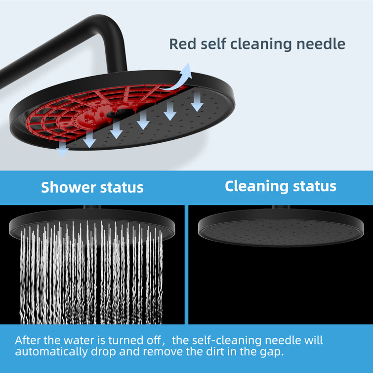 Matte Black 10'' High Pressure Rainfall Shower Head with Hand Sprayer