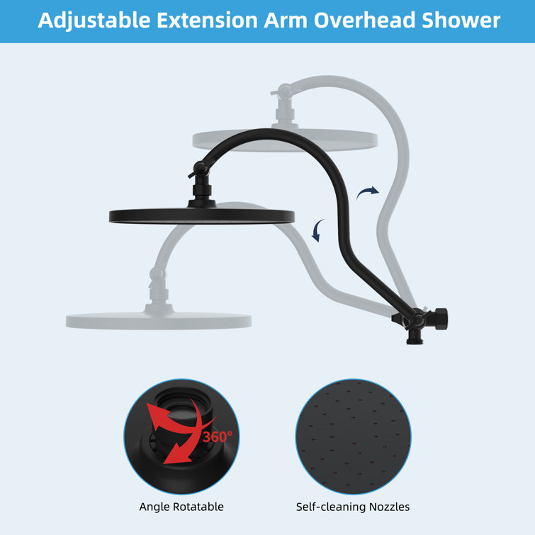 Matte Black 10'' High Pressure Rainfall Shower Head with Hand Sprayer