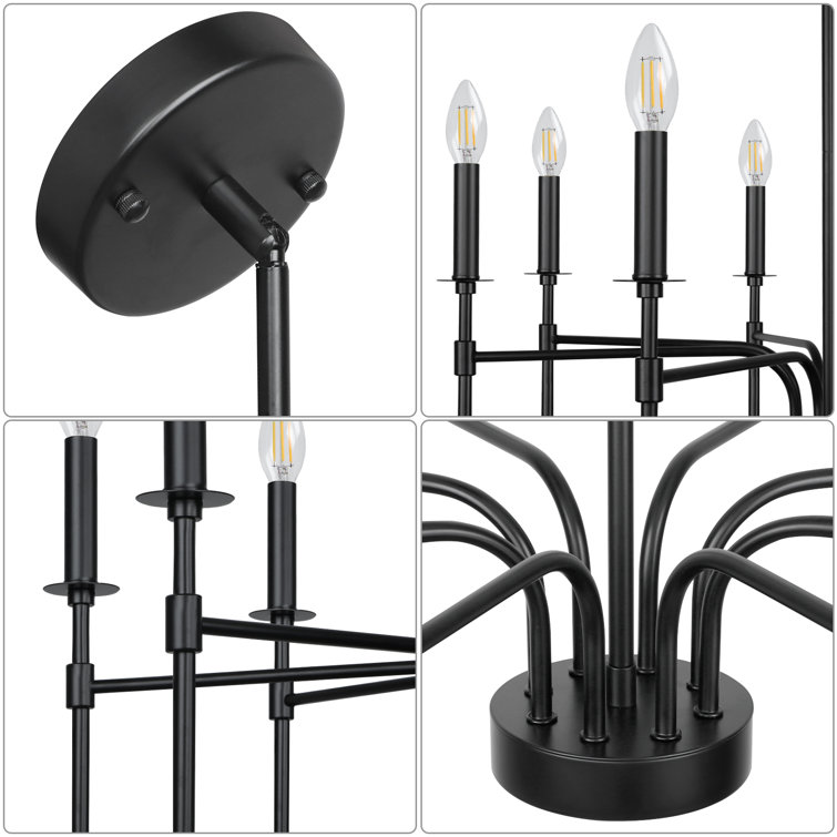Black Metal 8-Light Candle Style Chandelier