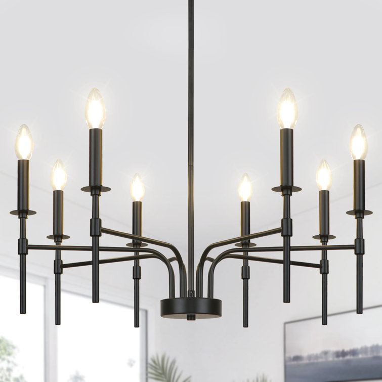 Black Metal 8-Light Candle Style Chandelier