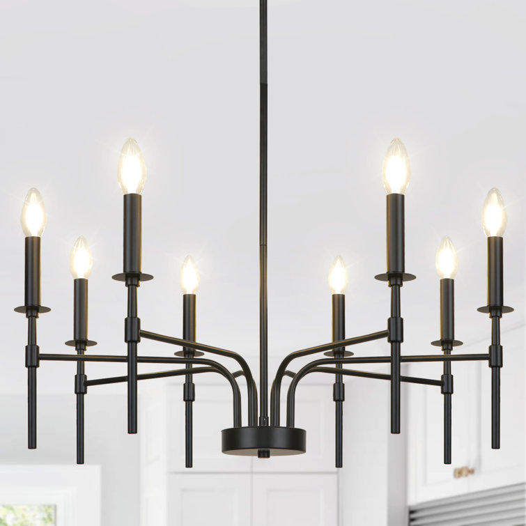 Black Metal 8-Light Candle Style Chandelier